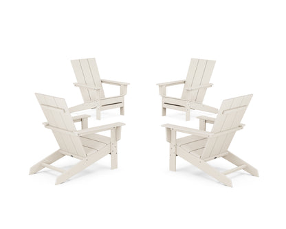 POLYWOOD® 4-Piece Modern Studio Adirondack Chair Conversation Set in Sand