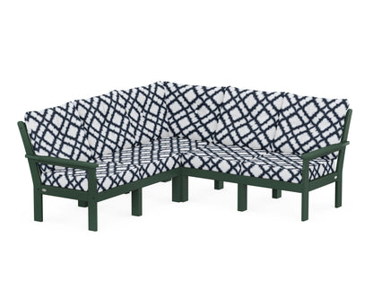 POLYWOOD® Vineyard 5-Piece Sectional in Green / Trellis Marine Indigo