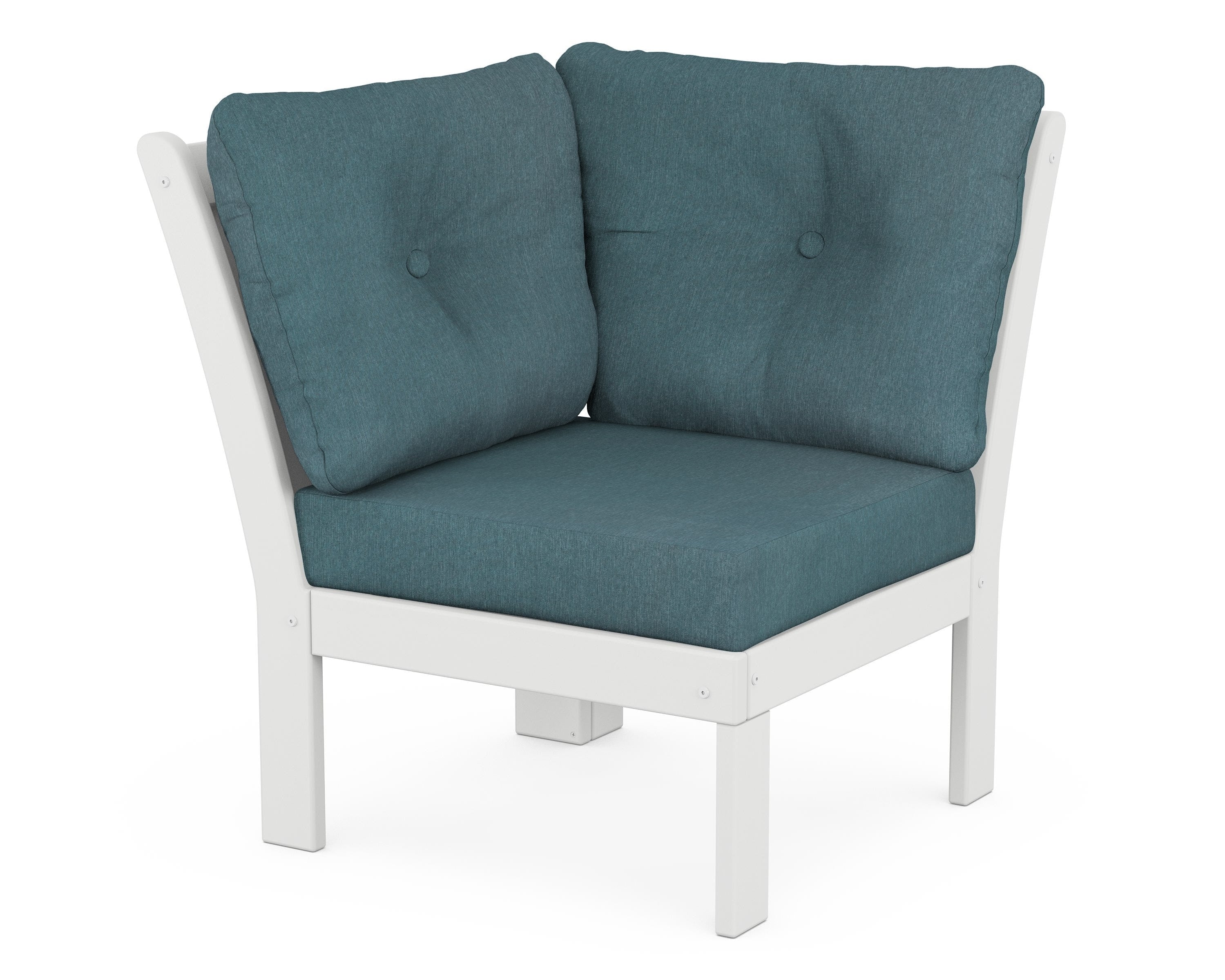 POLYWOOD® Vineyard Modular Corner Chair in White / Ocean Teal