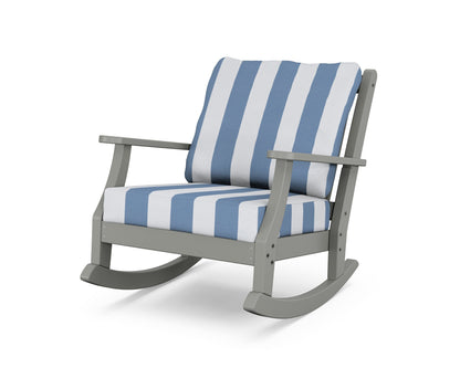 Country Living Wovendale Deep Seating Rocking Chair in Slate Grey / Cabana Stripe Sky Blue