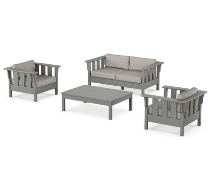 Martha Stewart by POLYWOOD® Acadia 4-Piece Deep Seating Set with Loveseat in Slate Grey / Weathered Tweed
