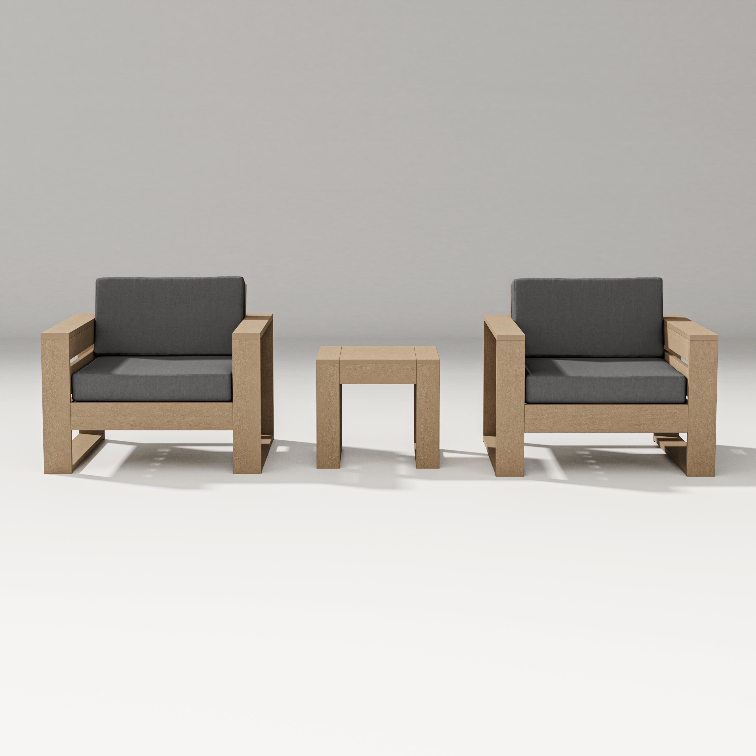 PW Designer Series Latitude 3-Piece Lounge Chair Set in Vintage Sahara / Spectrum Carbon