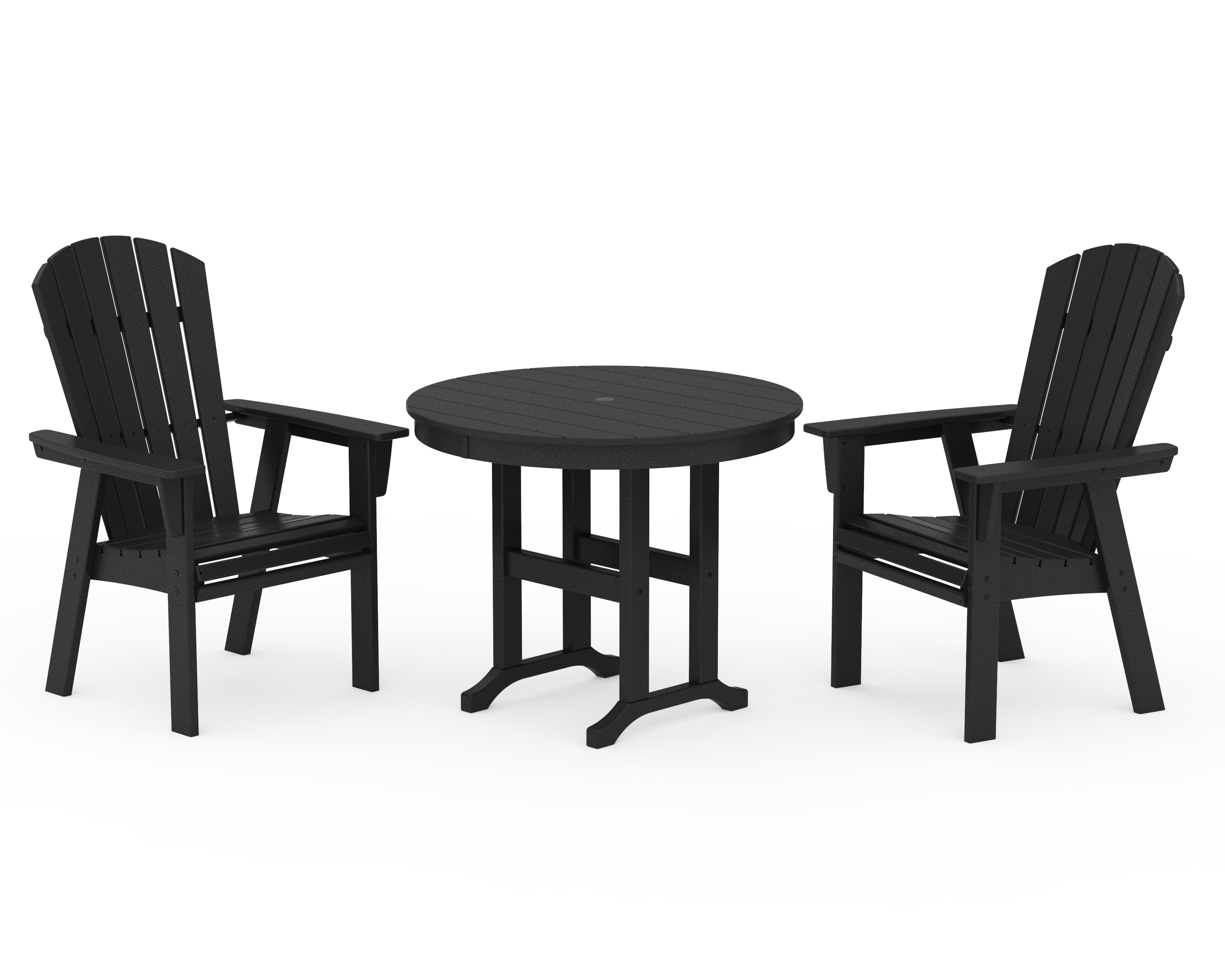 POLYWOOD® Nautical Adirondack 3-Piece Round Dining Set in Black