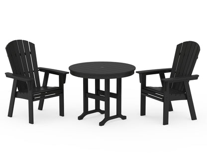 POLYWOOD® Nautical Adirondack 3-Piece Round Dining Set in Black