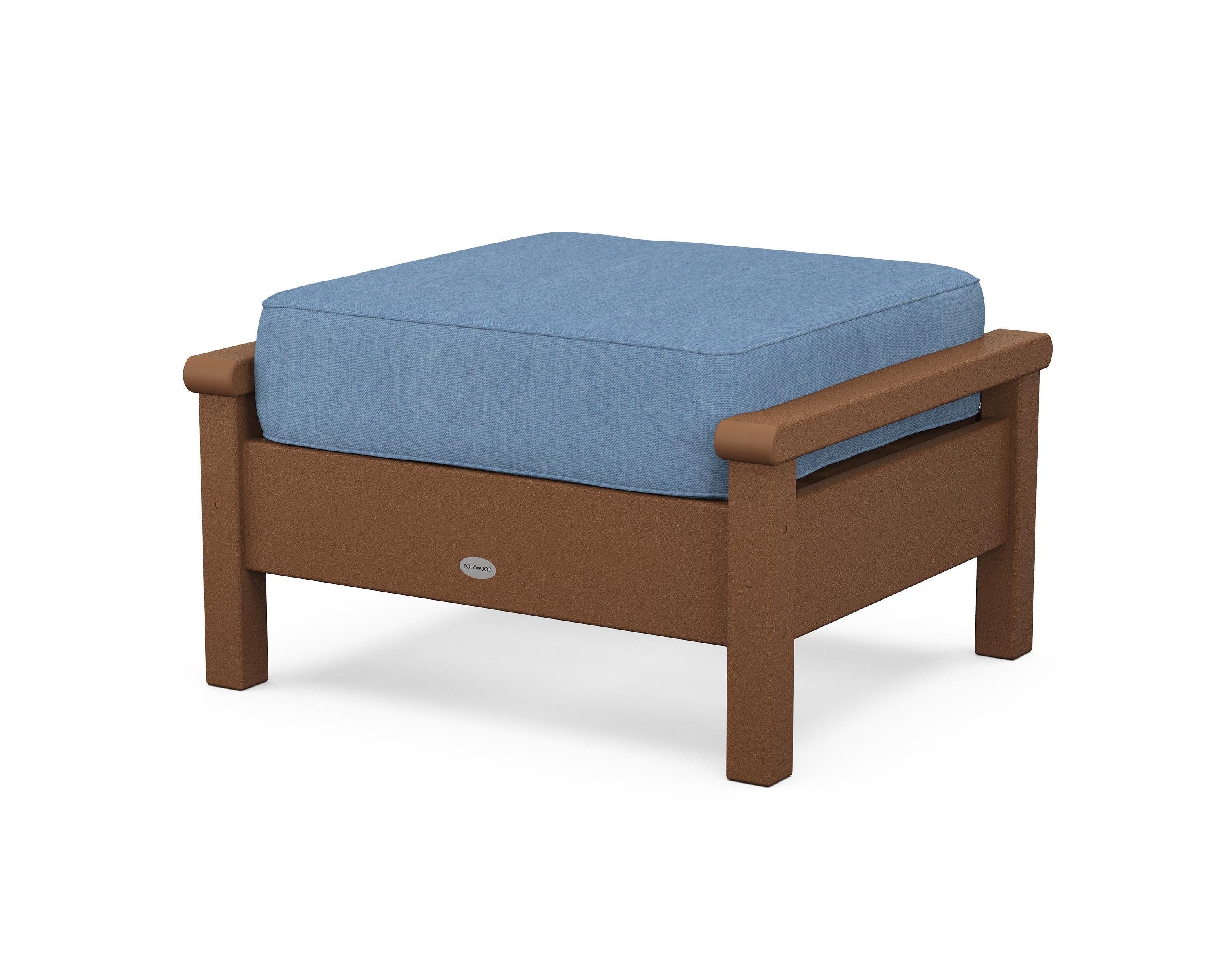 POLYWOOD® Harbour Deep Seating Ottoman in Teak / Sky Blue