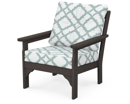 POLYWOOD® Vineyard Deep Seating Chair in Vintage Coffee / Trellis Glacier Spa