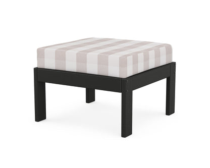 POLYWOOD® Vineyard Modular Ottoman in Black / Buffalo Plaid Dune Burlap