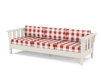 Martha Stewart by POLYWOOD® Acadia Deep Seating Sofa in Sand / Buffalo Plaid Crimson