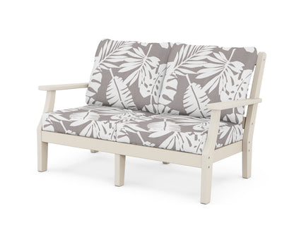 Martha Stewart by POLYWOOD® Chinoiserie Deep Seating Loveseat in Sand / Leaf Grey Mist