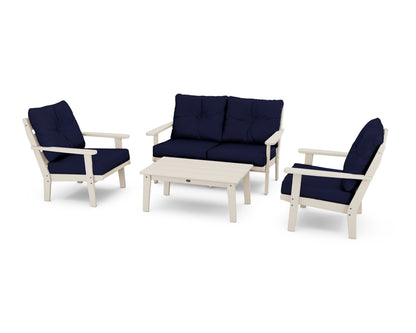 POLYWOOD® Lakeside 4-Piece Deep Seating Set in Sand / Navy
