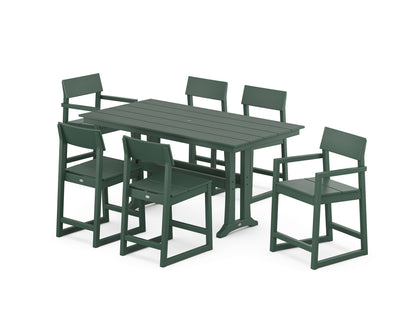 POLYWOOD® EDGE 7-Piece Farmhouse Counter Set with Trestle Legs in Green