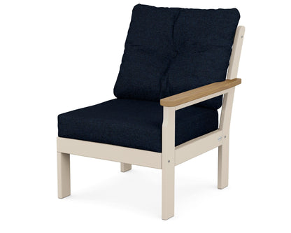 POLYWOOD® Vineyard Modular Right Arm Chair in Sand / Natural / Marine Indigo