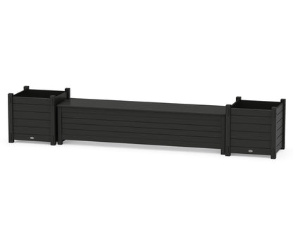 POLYWOOD® 72" Nautical Straight Planter Storage Bench Set- Large in Black