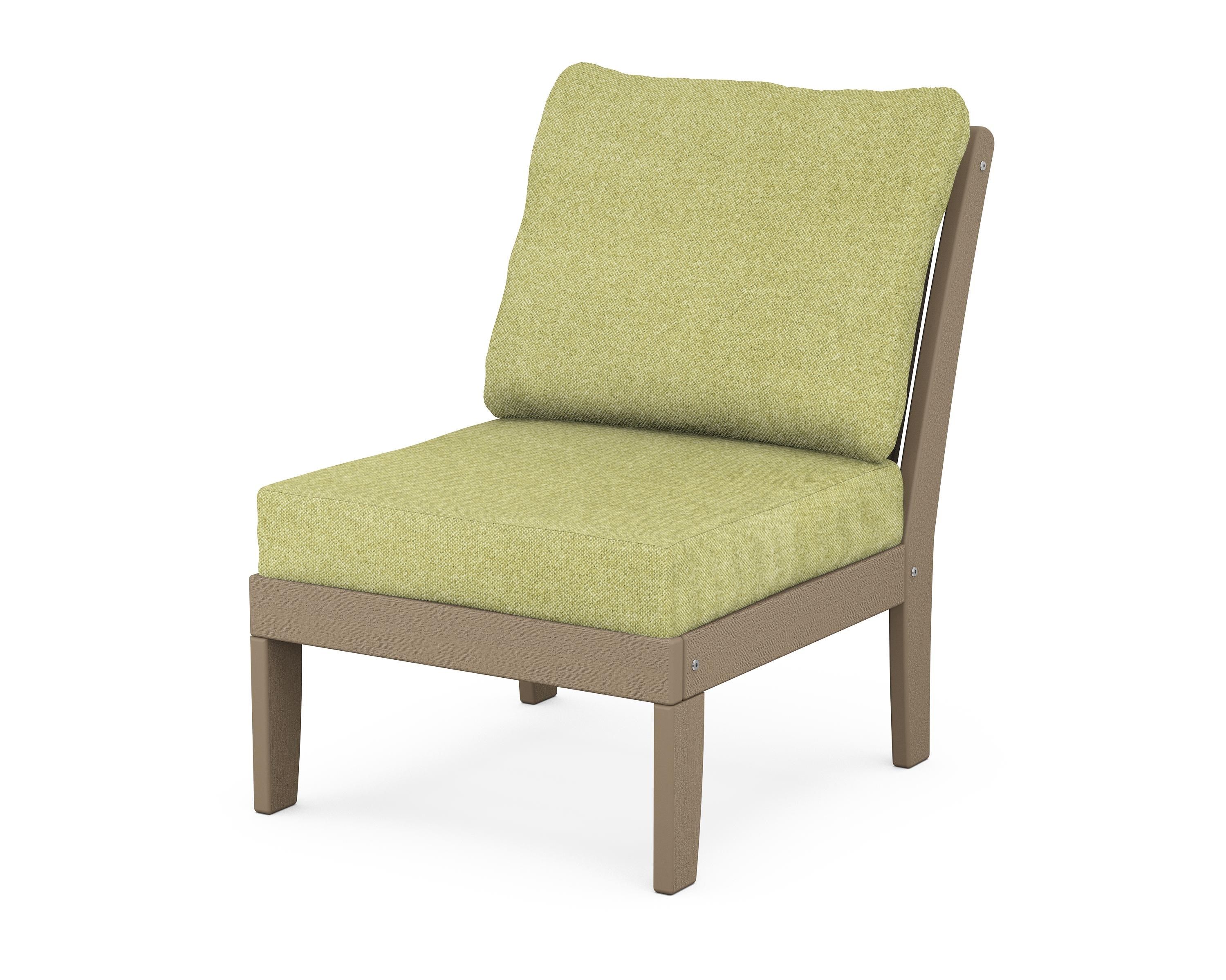 POLYWOOD® Braxton Modular Armless Chair in Vintage Sahara / Chartreuse Boucle