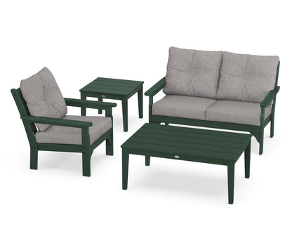 POLYWOOD® Vineyard 4-Piece Deep Seating Set in Green / Grey Mist