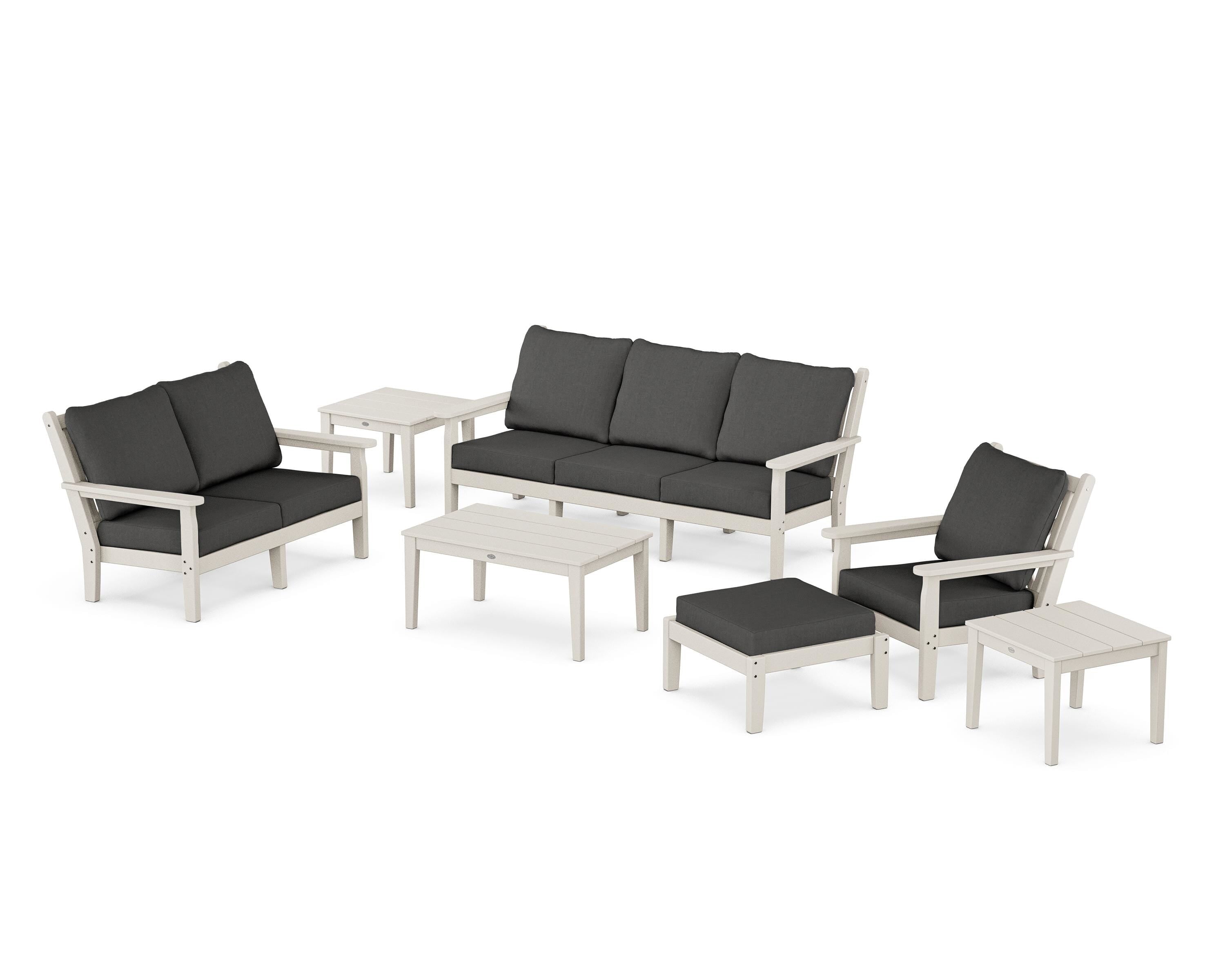 POLYWOOD® Chippendale 7-Piece Deep Seating Set in Sand / Spectrum Carbon