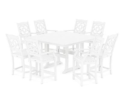 Chinoiserie 9-Piece Square Counter Set with Trestle Legs