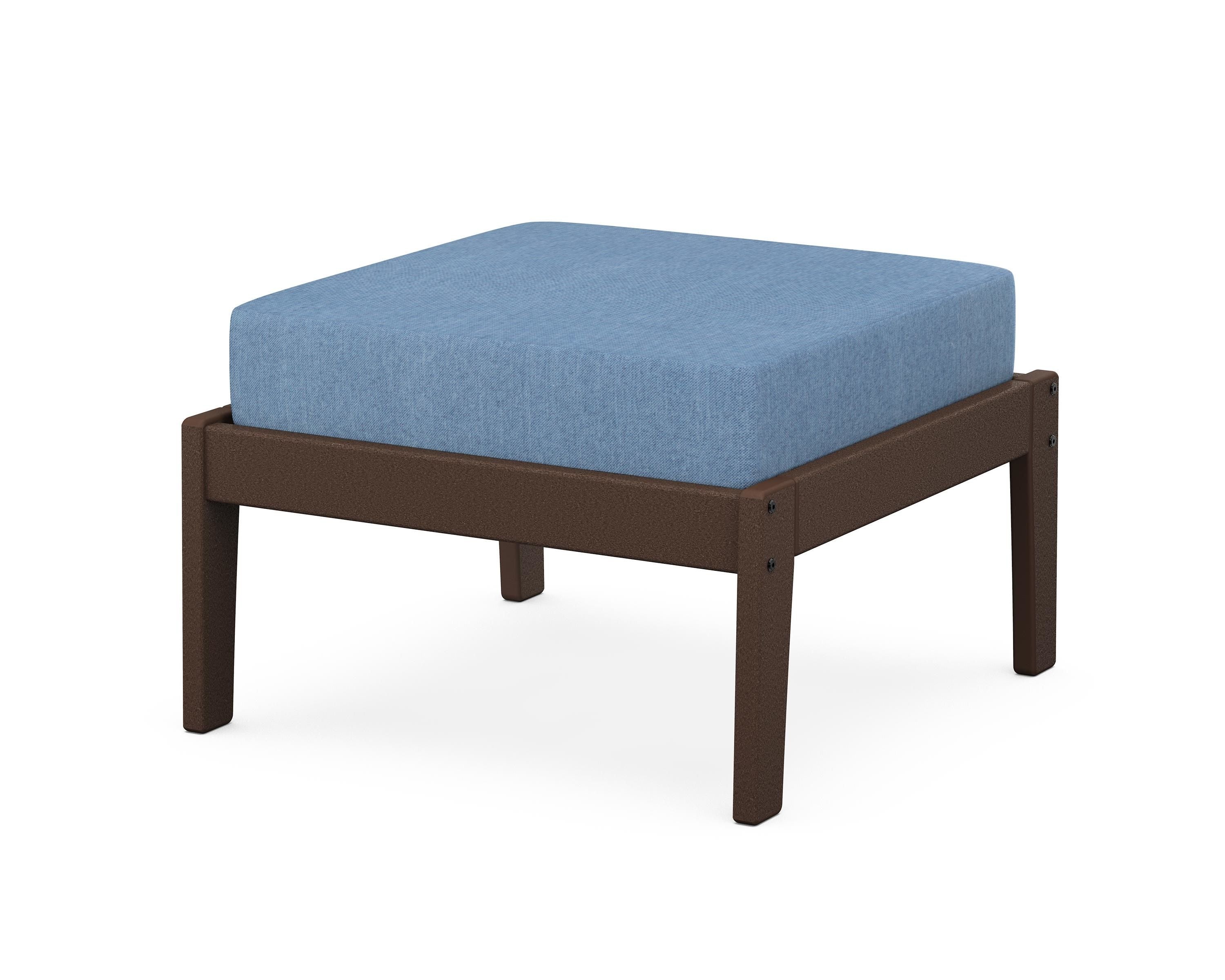 Unbranded Deep Seating Ottoman in Mahogany / Sky Blue
