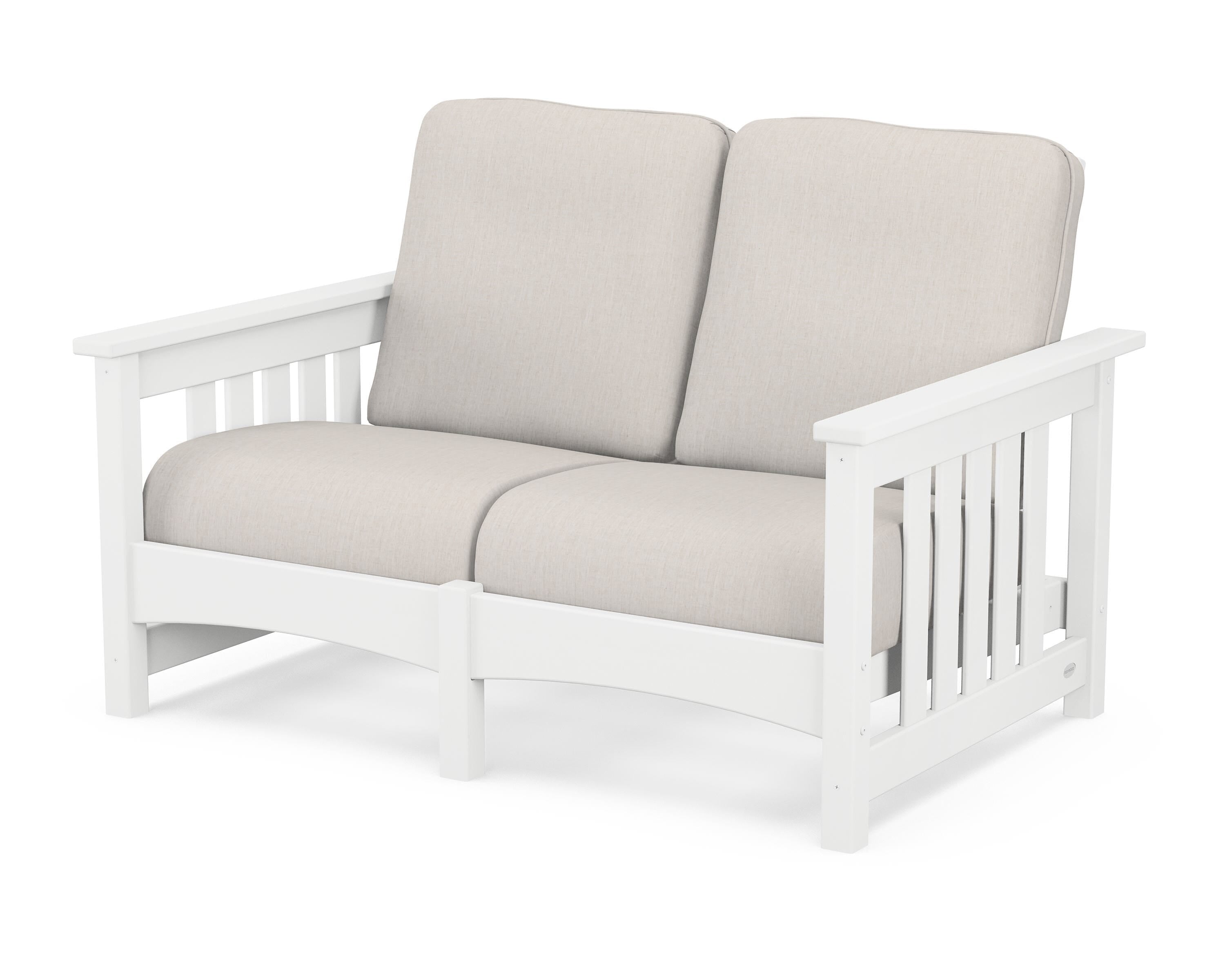 POLYWOOD® Club Mission Loveseat in White / Cast Ash