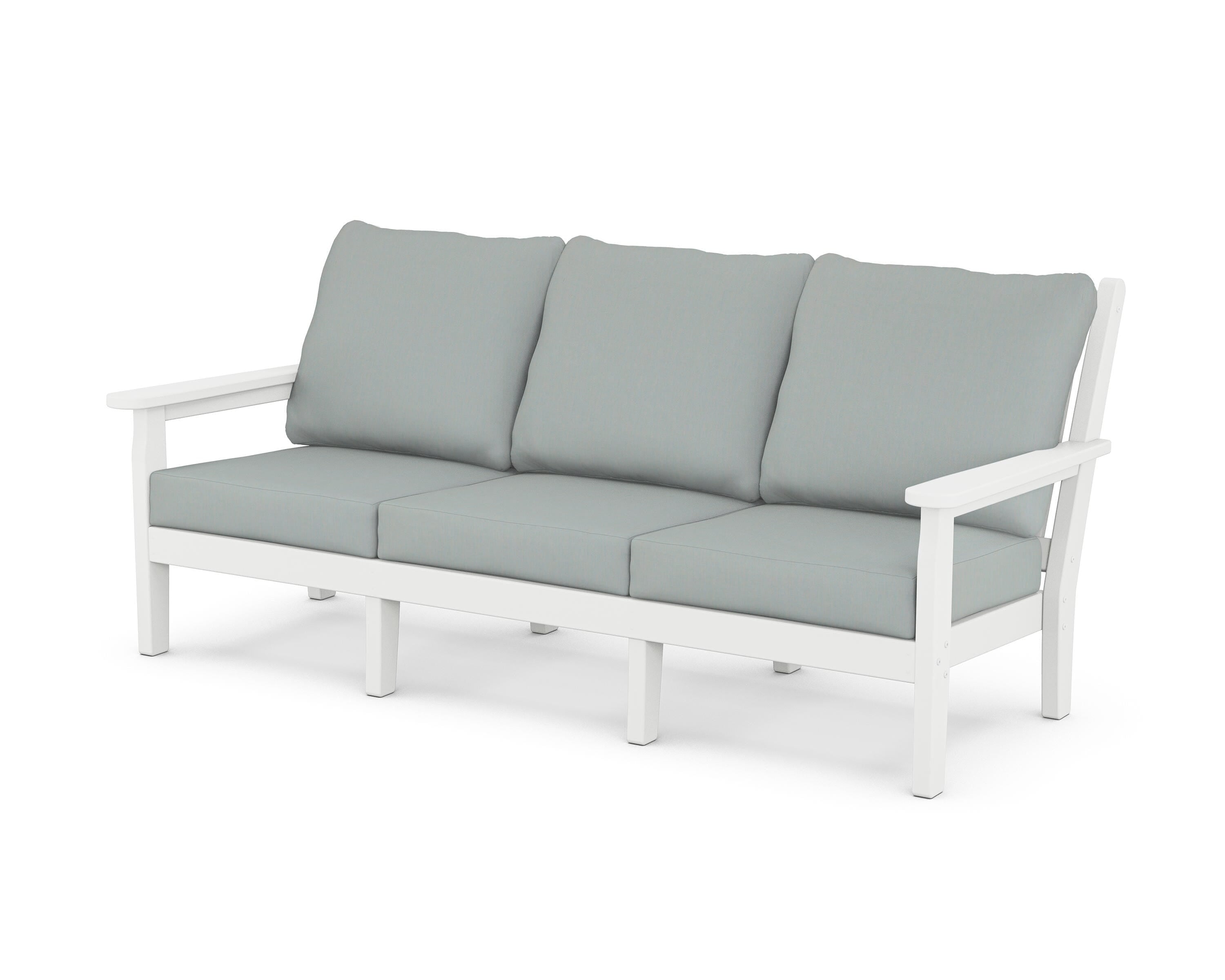 POLYWOOD® Chippendale Deep Seating Sofa in White / Spa