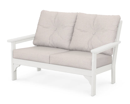 POLYWOOD® Vineyard Deep Seating Loveseat in Vintage White / Dune Burlap