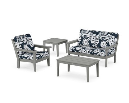 Country Living Wovendale 4-Piece Deep Seating Set in Slate Grey / Leaf Marine Indigo