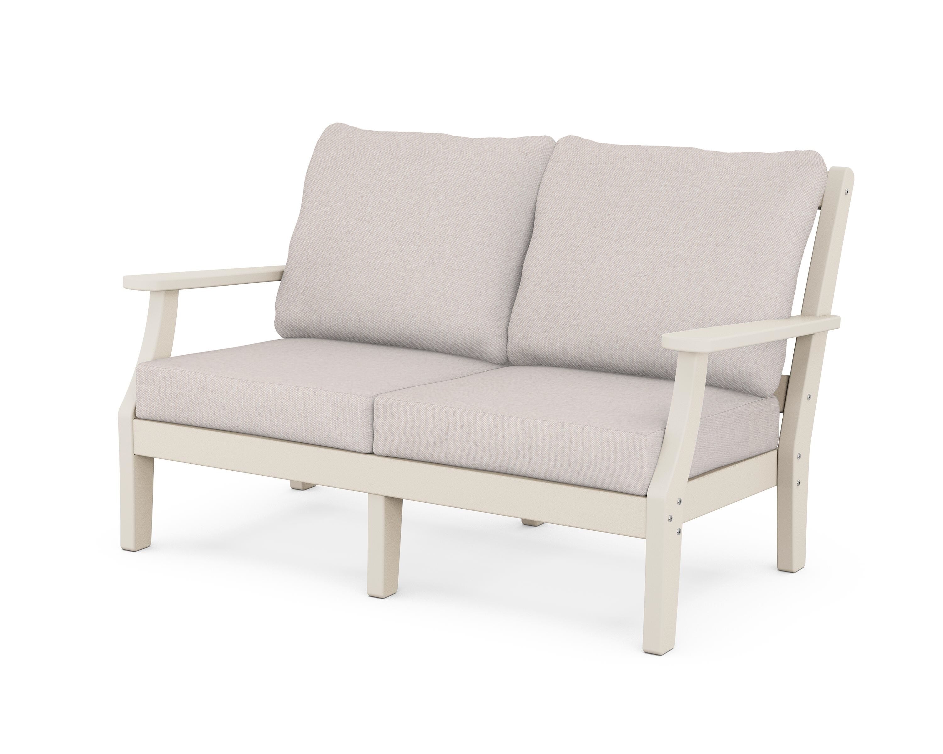 Martha Stewart by POLYWOOD® Chinoiserie Deep Seating Loveseat in Sand / Dune Burlap