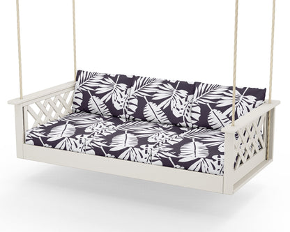 Country Living Wovendale Daybed Swing in Sand / Leaf Navy