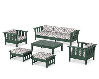 Martha Stewart by POLYWOOD® Acadia 6-Piece Lounge Sofa Set in Green / Trellis Grey Mist