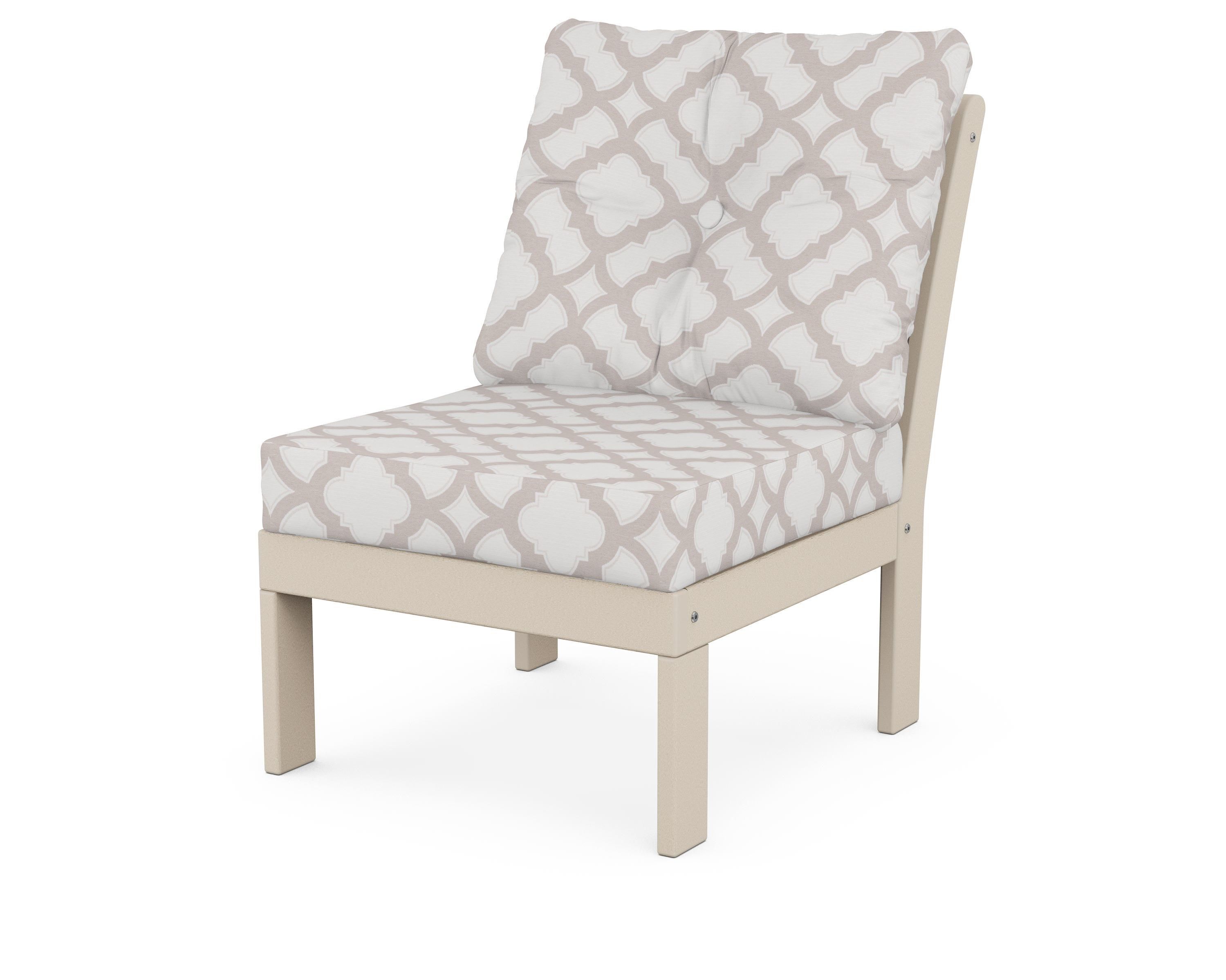 POLYWOOD® Vineyard Modular Armless Chair in Sand / Trellis Dune Burlap