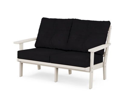 POLYWOOD® Oxford Deep Seating Loveseat in Sand / Midnight Linen