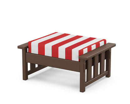 Martha Stewart by POLYWOOD® Acadia Deep Seating Ottoman in Mahogany / Cabana Stripe Crimson