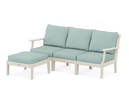 POLYWOOD® Braxton Modular 4-Piece Deep Seating Set with Ottoman in Sand / Glacier Spa