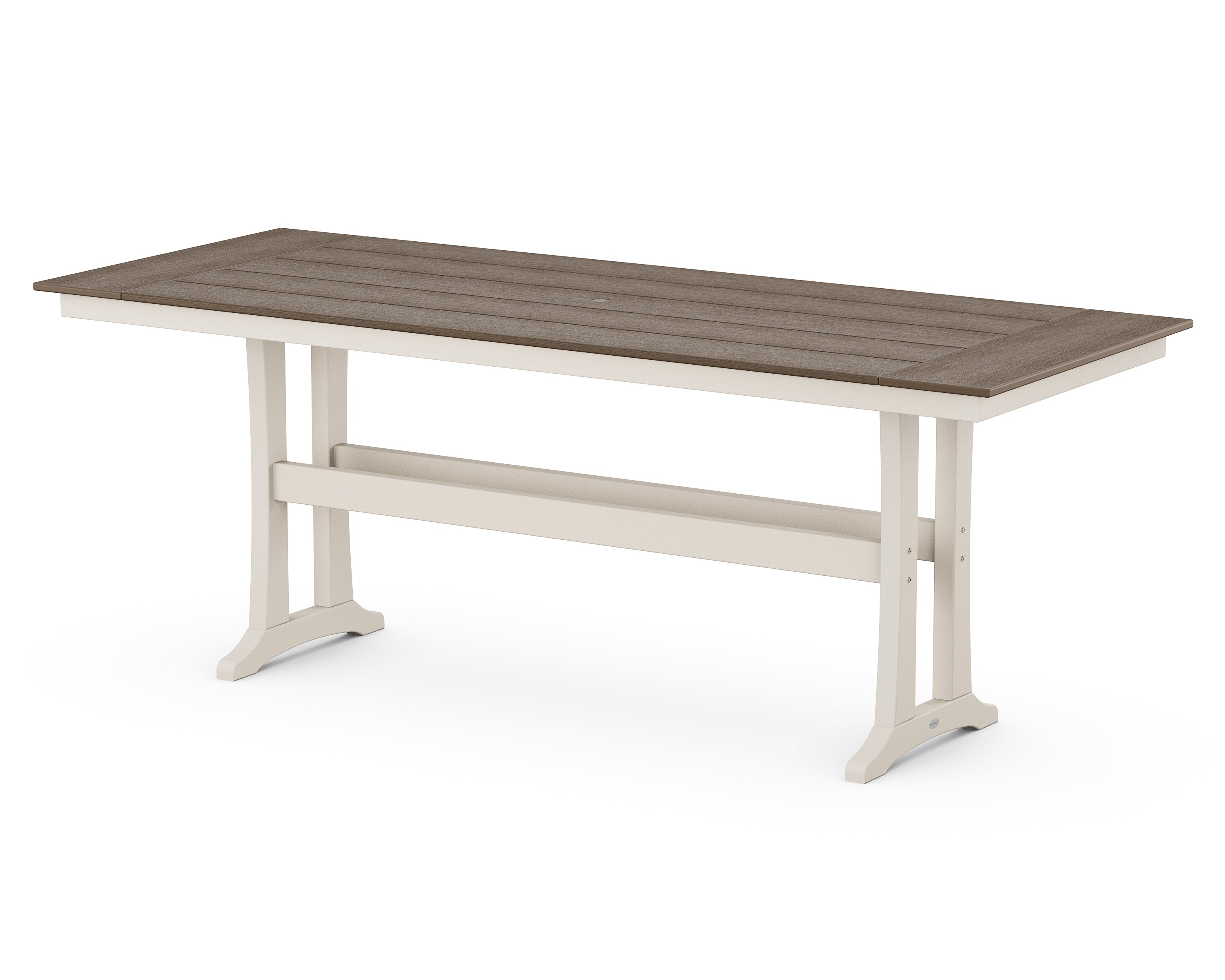 POLYWOOD® Farmhouse Trestle 38" x 96" Counter Table in Sand / Kona