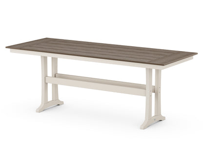 POLYWOOD® Farmhouse Trestle 38" x 96" Counter Table in Sand / Kona