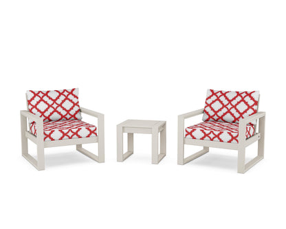 POLYWOOD® EDGE Sectional 3-Piece Deep Seating Set in Sand / Trellis Crimson