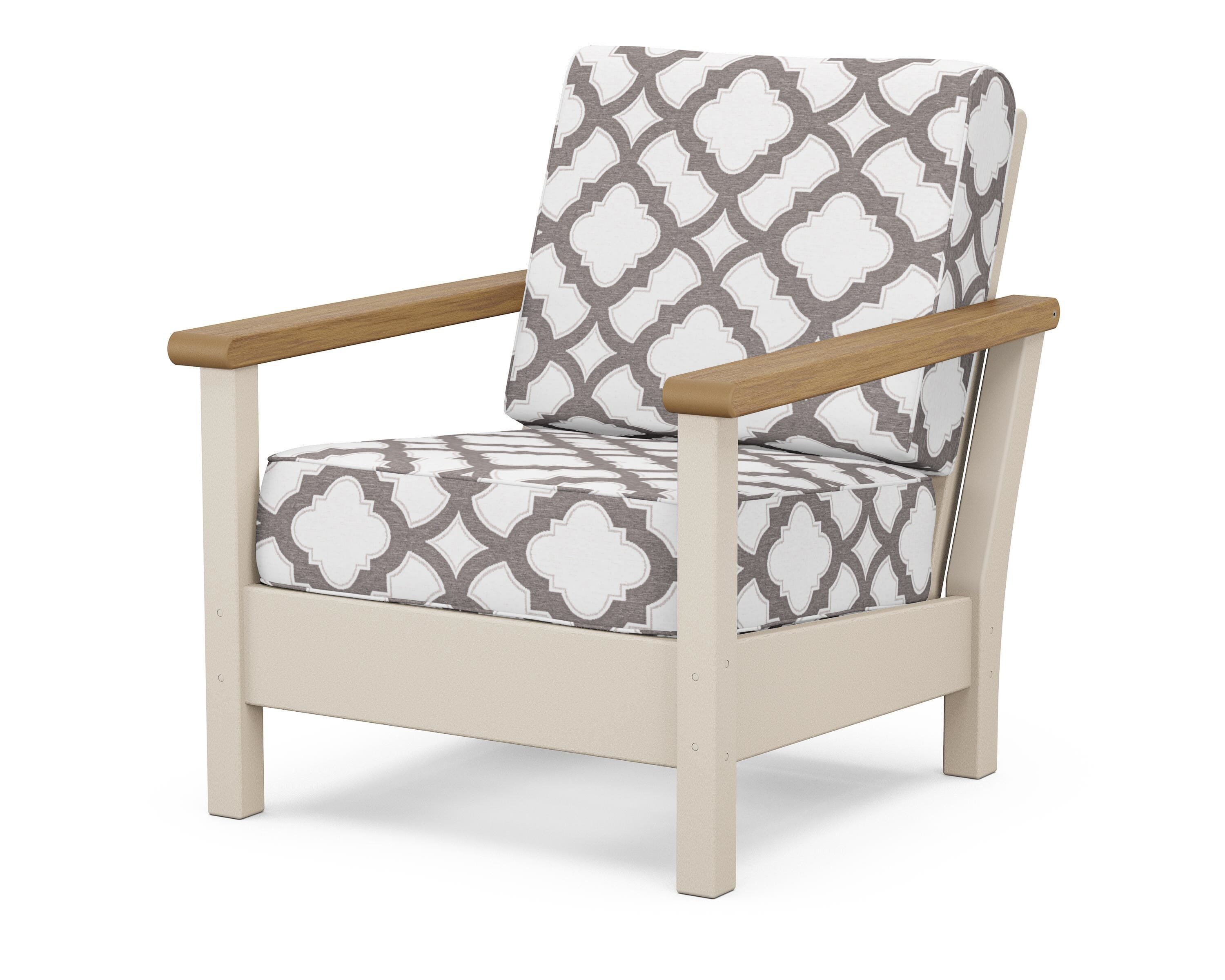 POLYWOOD® Harbour Deep Seating Chair in Sand / Natural / Trellis Grey Mist