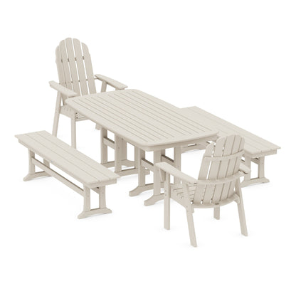 Vineyard Adirondack 5-Piece Dining Set with Benches