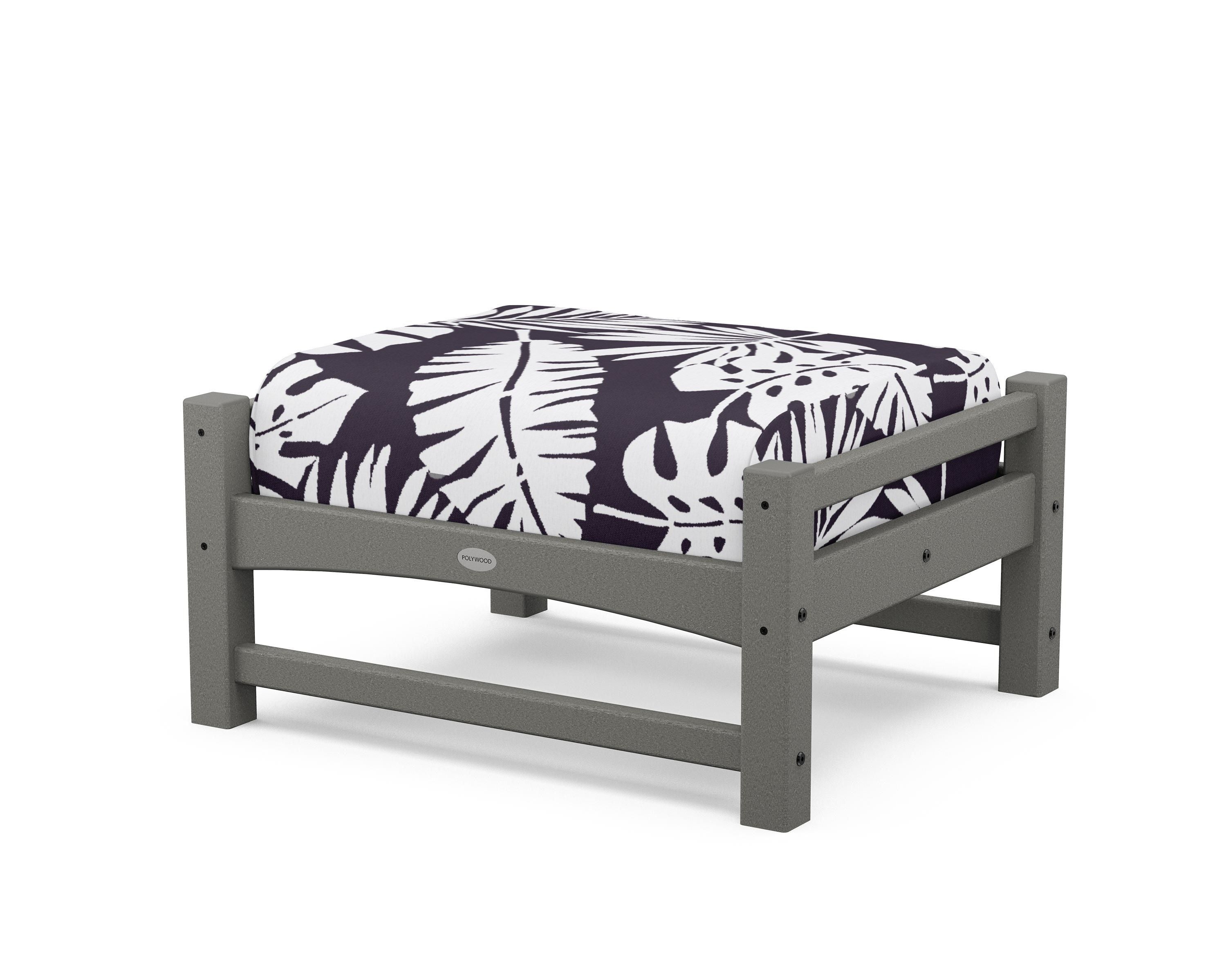 POLYWOOD® Club Ottoman in Slate Grey / Leaf Navy