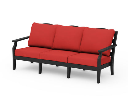 Draper James™ by  POLYWOOD® Savannah Deep Seating Sofa in Black / Crimson Linen