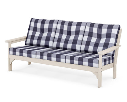 POLYWOOD® Vineyard Deep Seating Sofa in Sand / Buffalo Plaid Navy