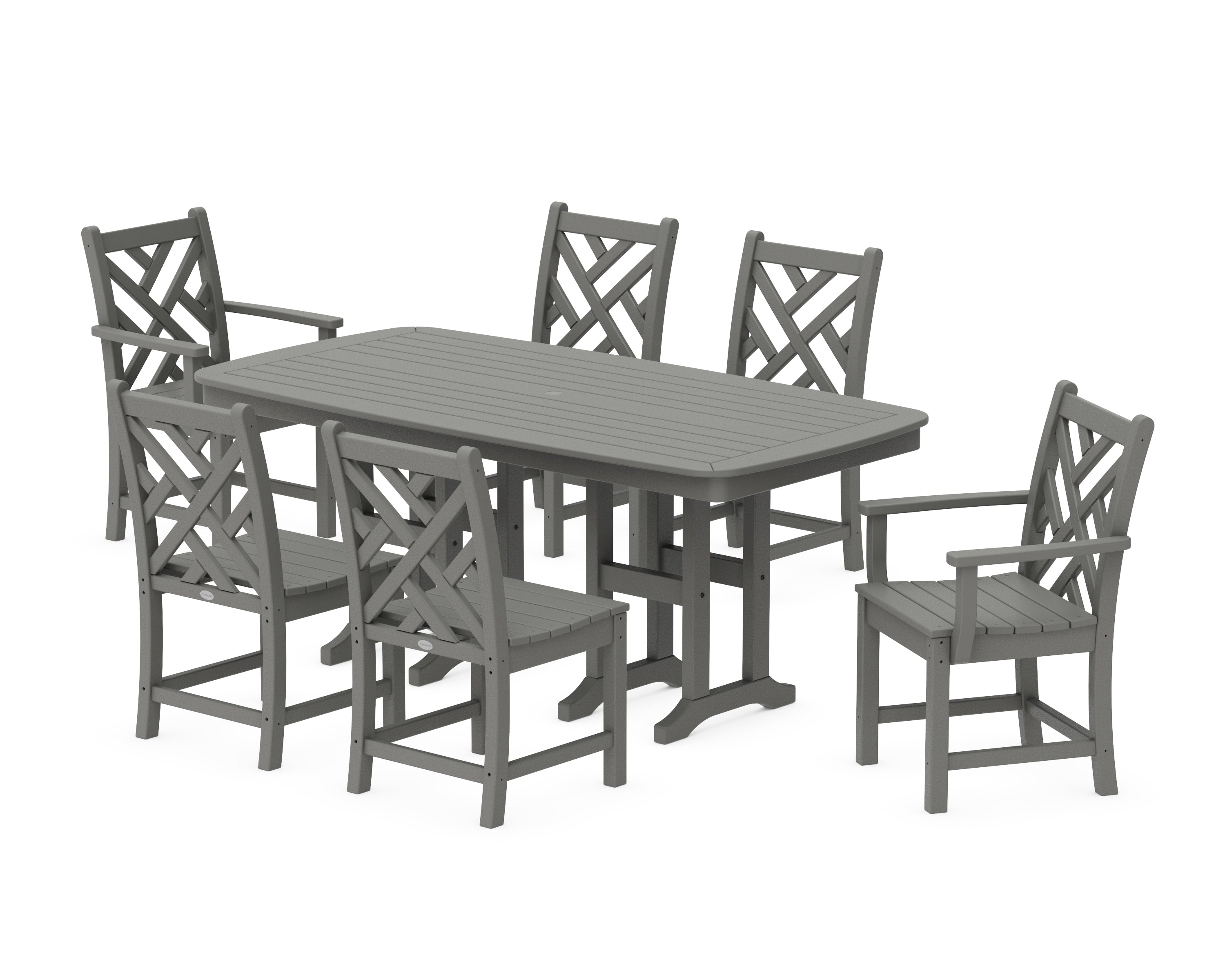 POLYWOOD® Chippendale 7-Piece Dining Set in Slate Grey