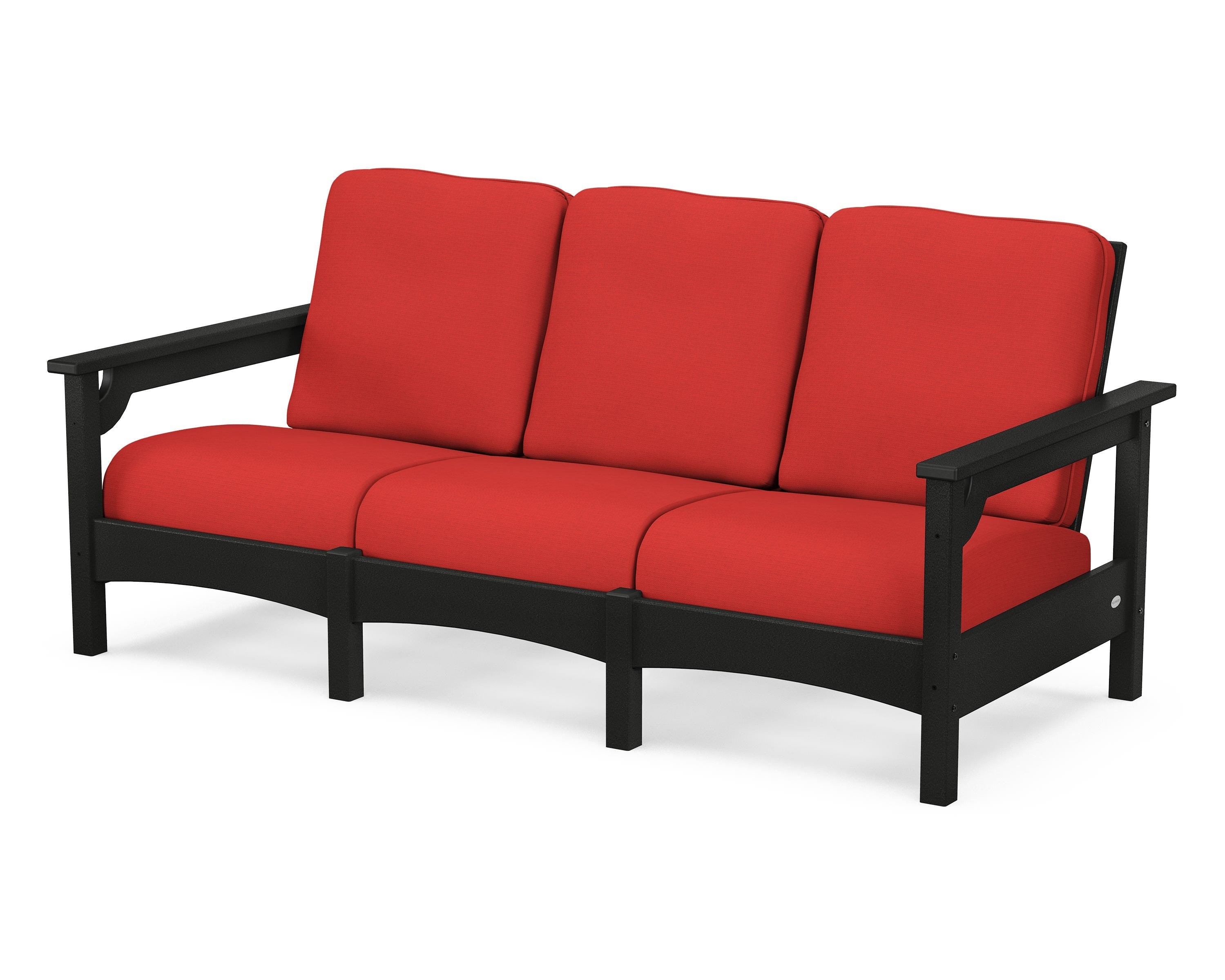 POLYWOOD® Club Sofa in Black / Crimson Linen