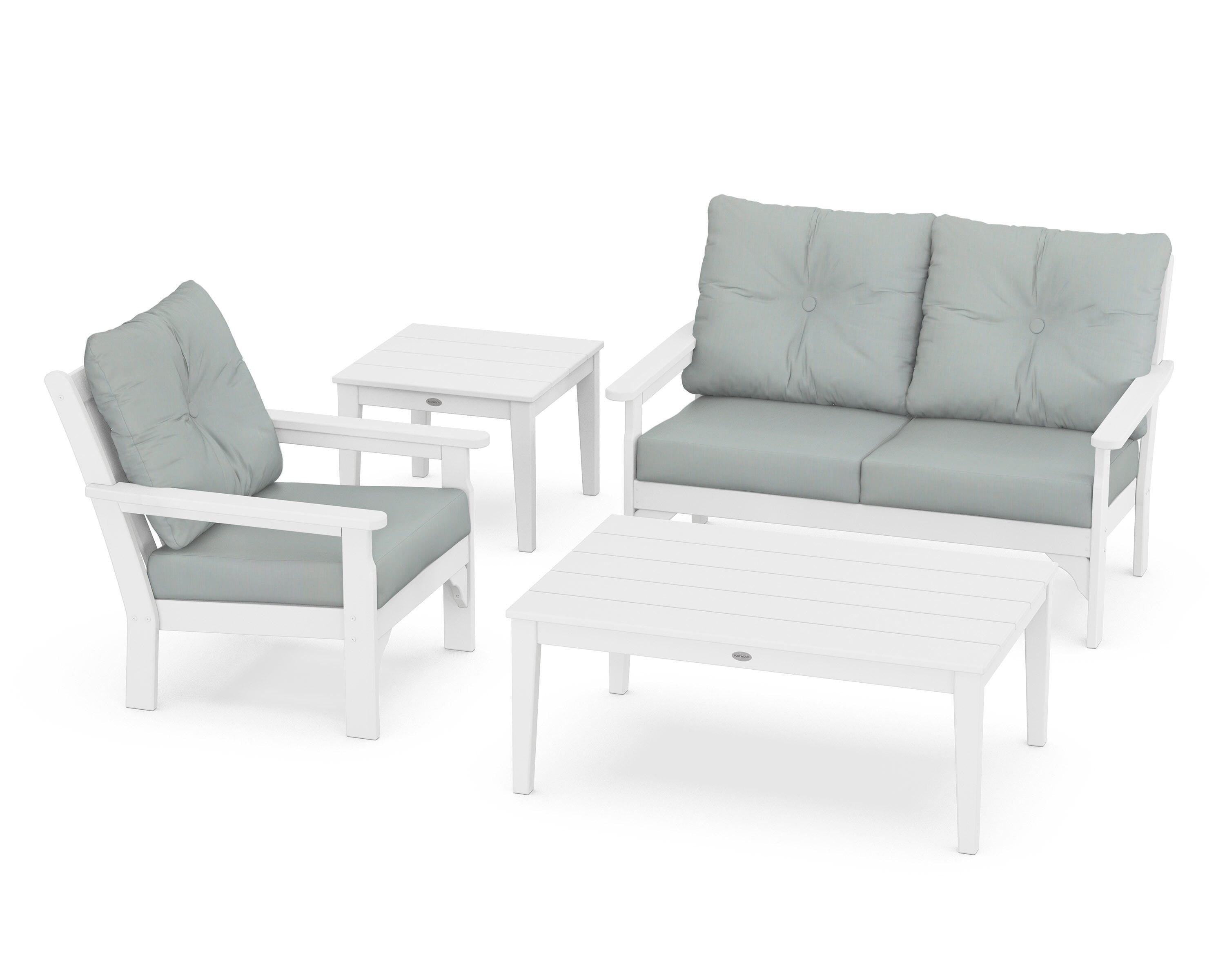 POLYWOOD® Vineyard 4-Piece Deep Seating Set in White / Spa