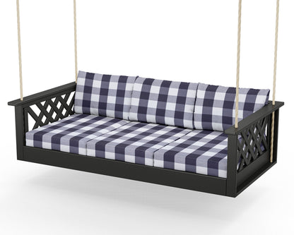 Country Living Wovendale Daybed Swing in Black / Buffalo Plaid Navy