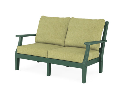 Martha Stewart by POLYWOOD® Chinoiserie Deep Seating Loveseat in Green / Chartreuse Boucle