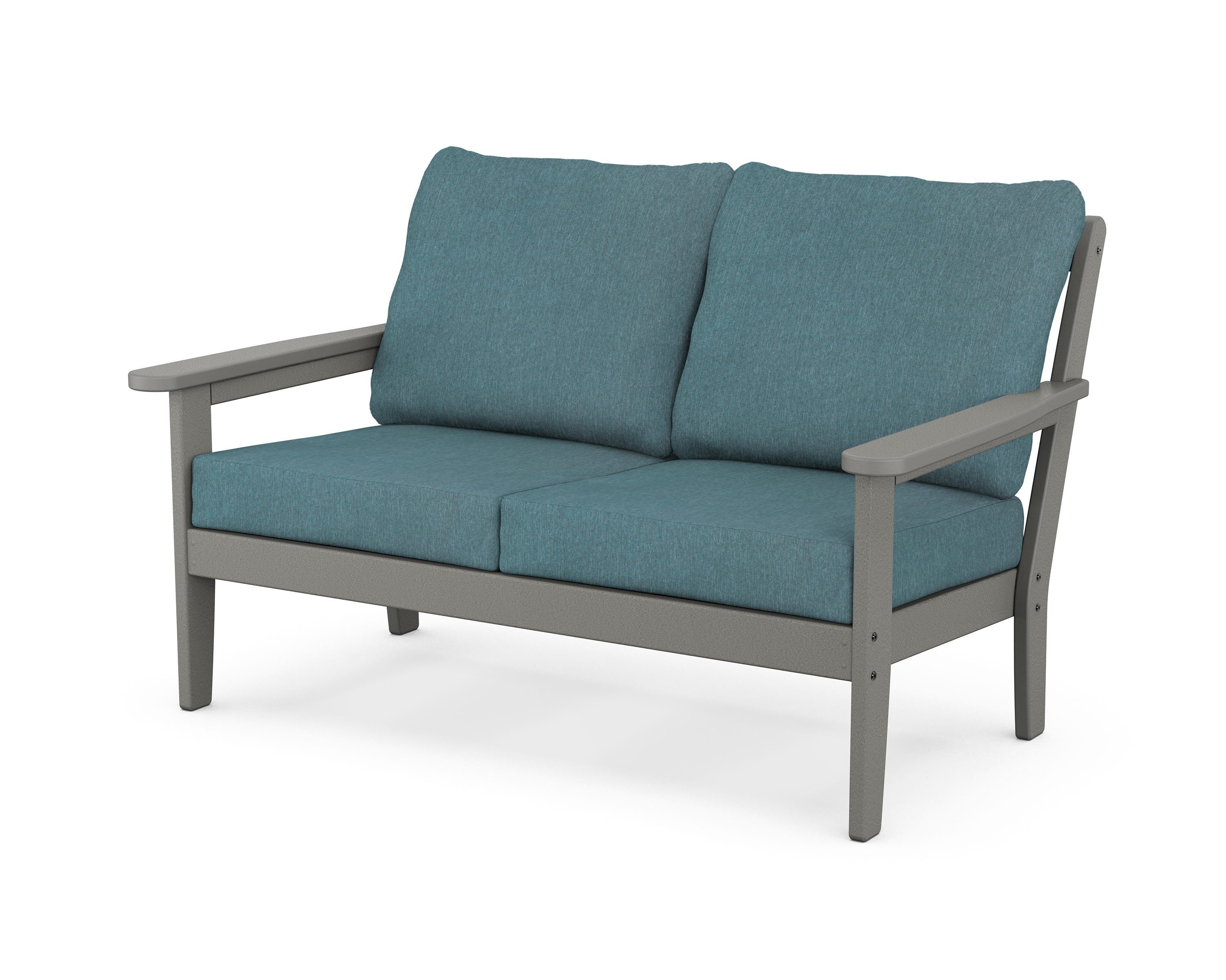 Country Living Cottage Deep Seating Loveseat in Slate Grey / Ocean Teal