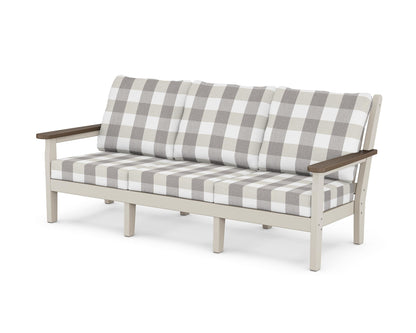 POLYWOOD® Chippendale Deep Seating Sofa in Sand / Kona / Buffalo Plaid Grey Mist