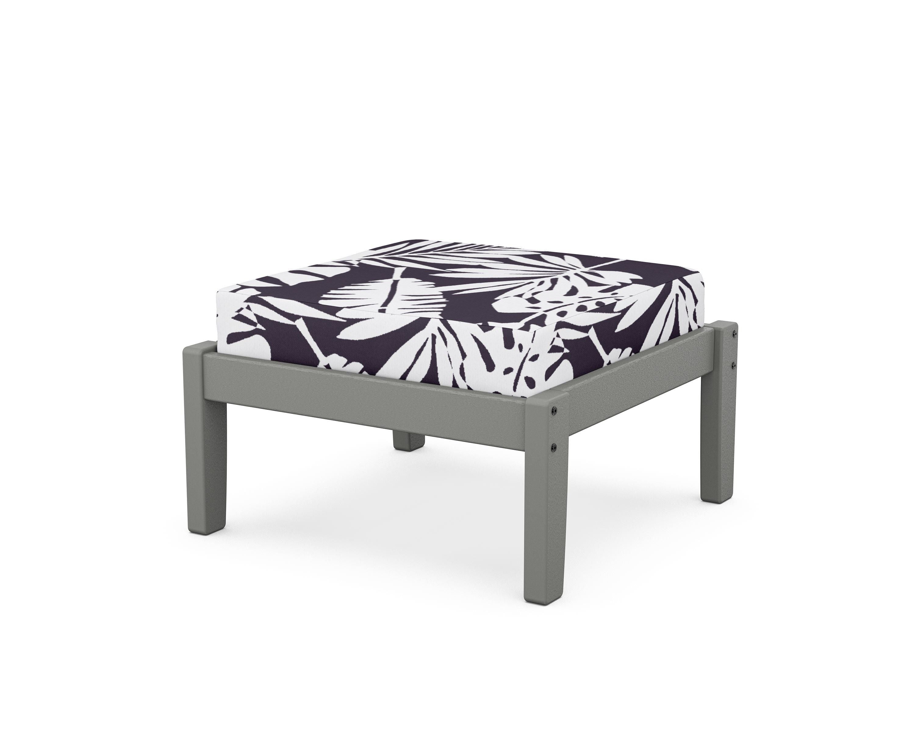 Unbranded Deep Seating Ottoman in Slate Grey / Leaf Navy