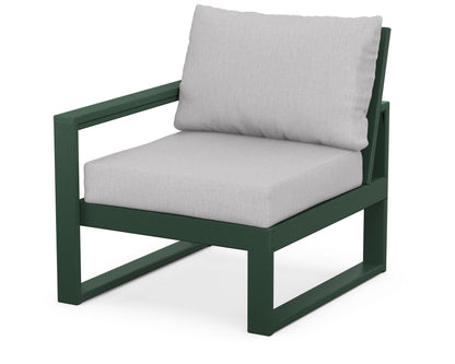 POLYWOOD® EDGE Modular Left Arm Chair in Green / Granite
